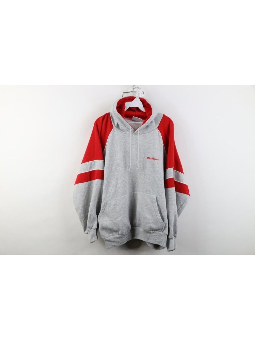 Vtg 80s 90s Streetwear Mens L Boxy Fit Triblend Color Block Hoodie Sweatshirt